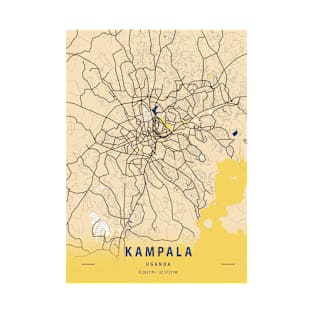 Kampala - Uganda Yellow City Map T-Shirt