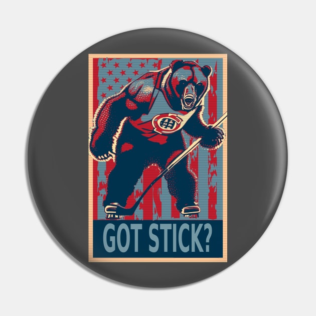 American Bear Ice Hockey Player Pin by DesignArchitect