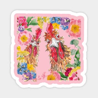 Flowers and Chickens Magnet