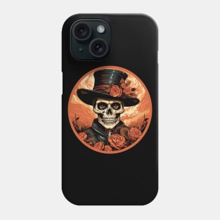 Eternal Elegance: Rose-Adorned Skull Halloween Tee Phone Case