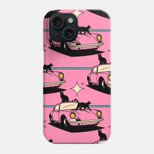 Cool Car Black Cat Pattern in pink Phone Case