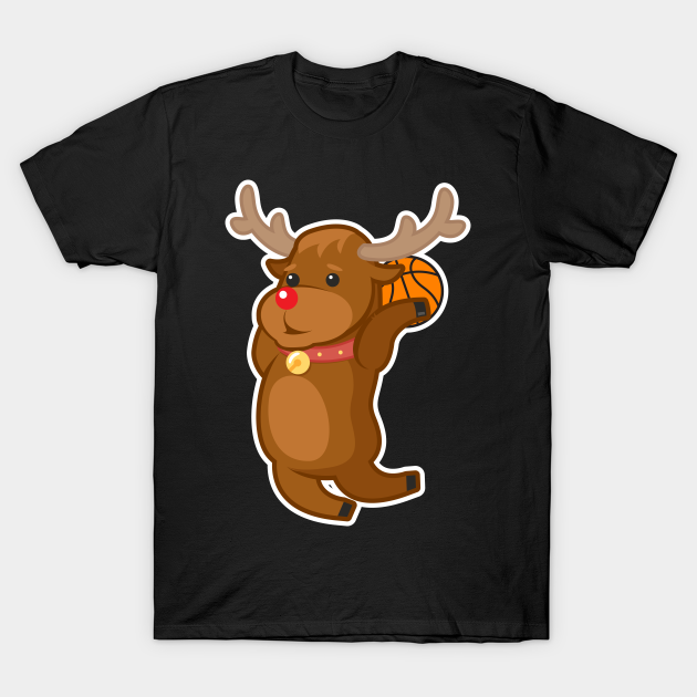 Basketball Christmas Reindeer - Basketball Christmas - T-Shirt