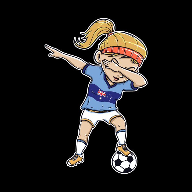 Dabbing Soccer Player Funny Australia Fan T-Shirt girl by Pummli