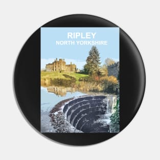 Ripley, North Yorkshire. Travel poster Pin