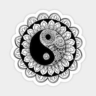 Yin Yang Mandala Black and White Magnet