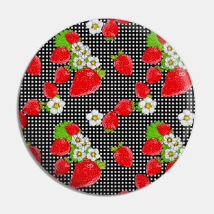 Nina's Strawberry Patch on Black Plaid Design Collection Pin