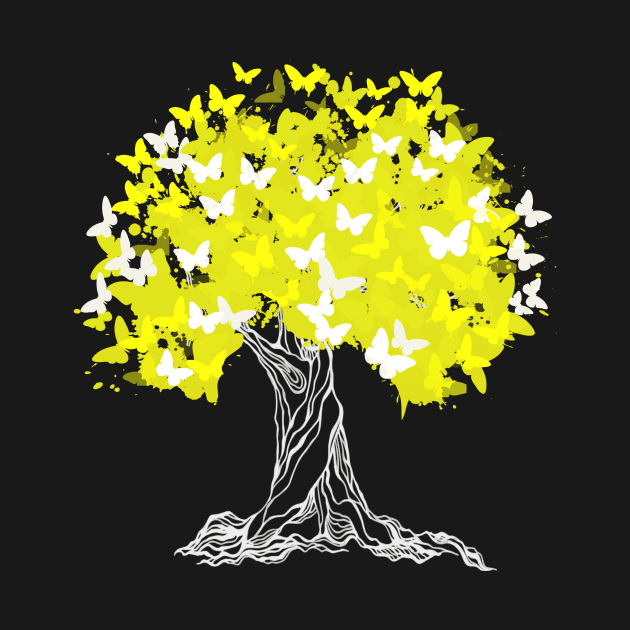 Tree With Yellow Butterflies by Aliaksandr