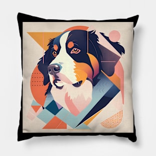 70s Bernese Mountain Dog Vibes: Pastel Pup Parade Pillow