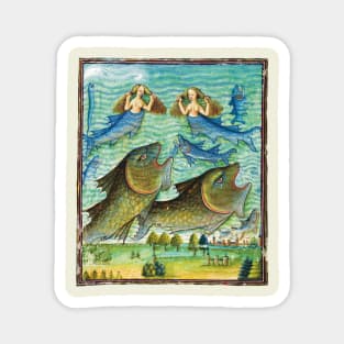 Weird medieval illustration of apocalyptic flood with mermaids Magnet