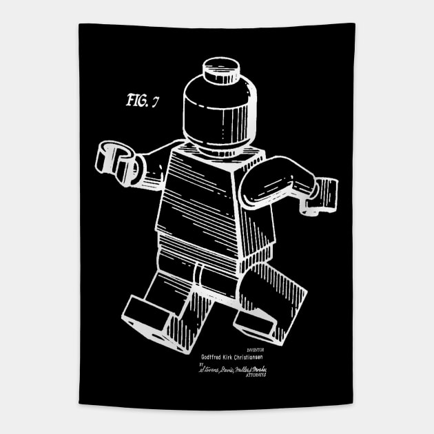 Lego Man Minifigure Patent Image Tapestry by MadebyDesign