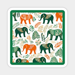 Orange, Green and White Elephants Magnet