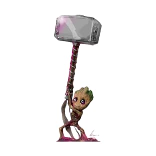 Baby Groot with Thor's Hammer T-Shirt