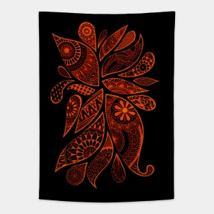 Abstract Zentangle Swirls Design (orange on black) Tapestry