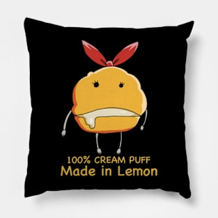 Mashle Anime 100% Made in Lemon Irvine Cream Puff Plush Lucky Charm given to Mash Burnedead in episode 8 Yellow Text Pillow