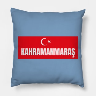 Kahramanmaras City in Turkish Flag Pillow