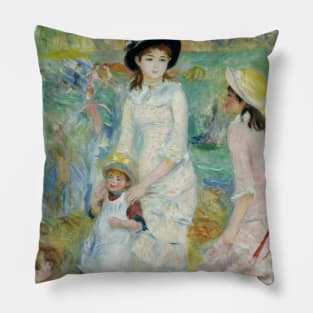 Children on the Seashore, Guernsey by Auguste Renoir Pillow