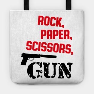 Rock, Paper, Scissors, Gun (Red) Tote