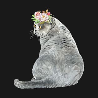 Shy Cat with Flower Crown T-Shirt