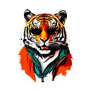 Tiger Vibes: Fierce and Trendy Art with Sunglasses T-Shirt