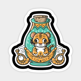 Cute Baby Tiger in a Genie Bottle Magnet