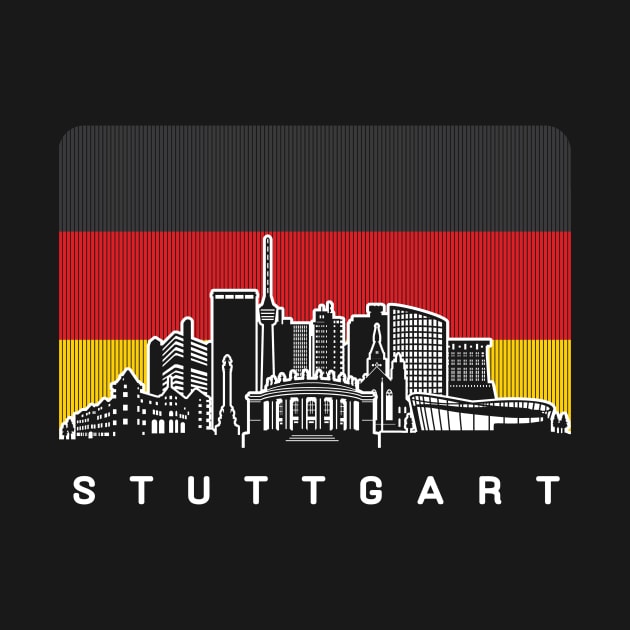 Stuttgart Germany Skyline German Flag by travel2xplanet