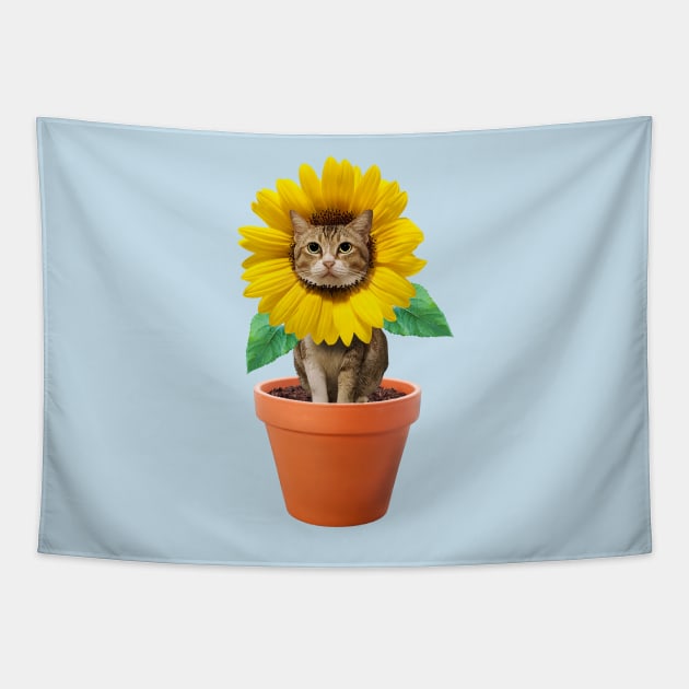 Sunflower Kitty Cat Tapestry by leBoosh-Designs