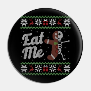 Ugly Christmas Sweater Gingerbread Skeleton Eat Me Pin