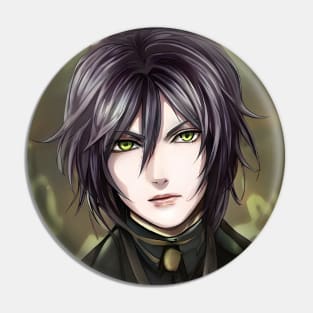 Black Hair Emo Anime Boy Pin