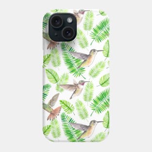 Hummingbirds and tropical leaves Phone Case