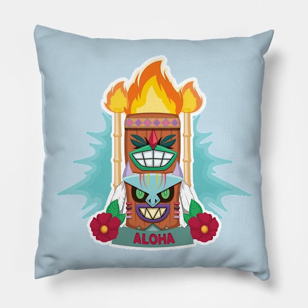 Aloha Hawaiian Tiki Pillow by bluerockproducts