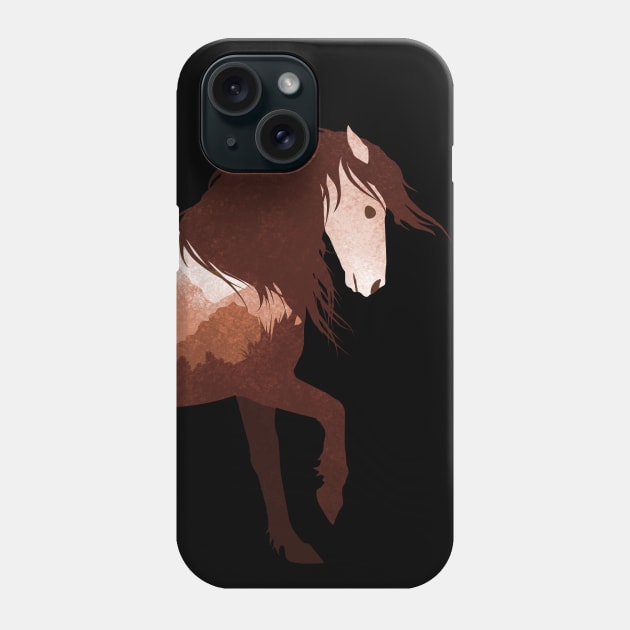 Dramabite Wild Horse Mustang Equine Double Exposure Wildlife Animal Phone Case by dramabite