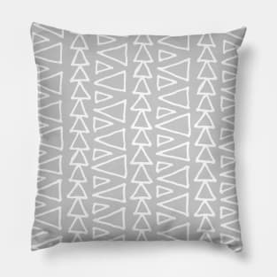 Light Grey and White Hand Drawn Triangles Pattern Pillow