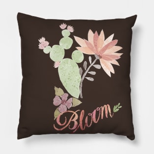 "Bloom" - Floral and Cactus Pillow