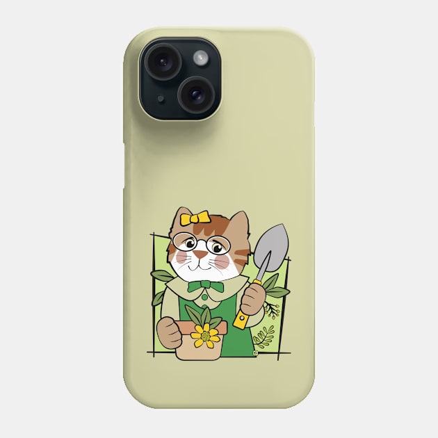 Cat Flower Gardening Phone Case by Sue Cervenka