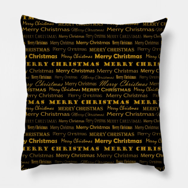 Golden Mery Christmas pattern Pillow by katerinamk