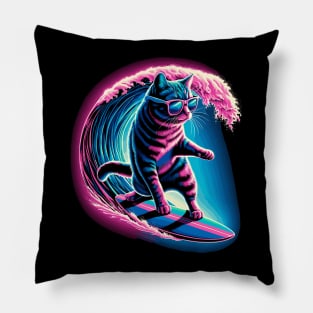 Funny Cat Surfing Gifts Funny Cat Surfer Pillow