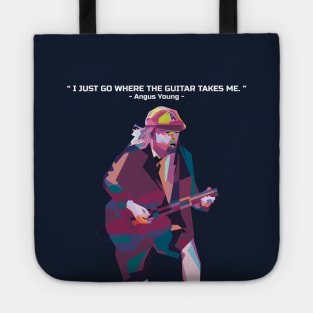 Abstract Angus Young and his quotes in WPAP Tote