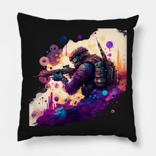 Soldier watercolor print Pillow