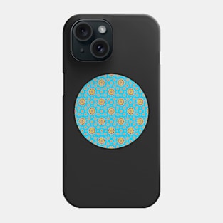 Purple and Lime spirals on aqua blue. A retro paisley design in shades of purple, lime and aqua. Phone Case
