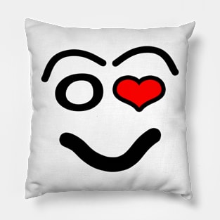 Funny love face - heart - red and black. Pillow