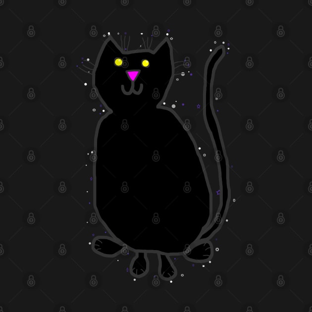 Black Cat with a Halo of Stars by ellenhenryart