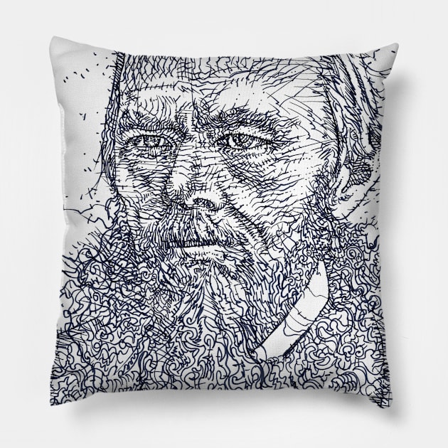 FYODOR DOSTOEVSKY ink portrait Pillow by lautir