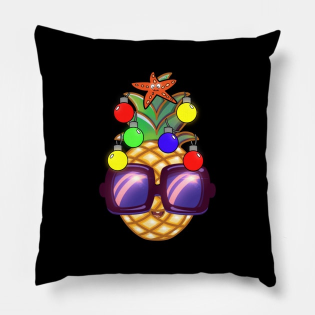 Christmas Tree Pineapple Pillow by Purple Canvas Studio