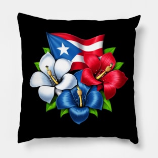 Puerto Rico Flowers Flag Pillow