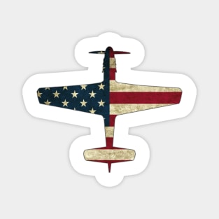 Patriotic Veteran P 51 Mustang Fighter Warbird Plane US Flag Magnet