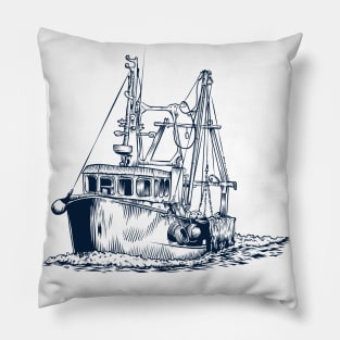 Fishing Boat / Vintage Fishing Boat / Fishing Boat Design Pillow