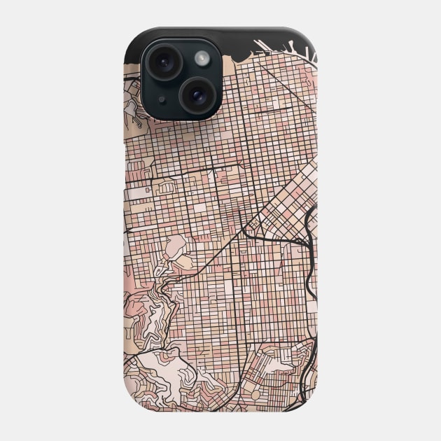 San Francisco Map Pattern in Soft Pink Pastels Phone Case by PatternMaps