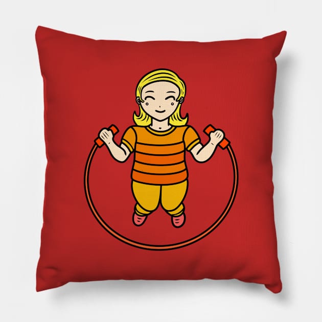 Jump rope girl Pillow by Andrew Hau