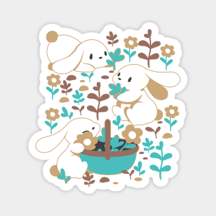 Cute Spring Bunny and Easter Garden Alternate Design Magnet