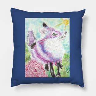 Purple fox art Pillow